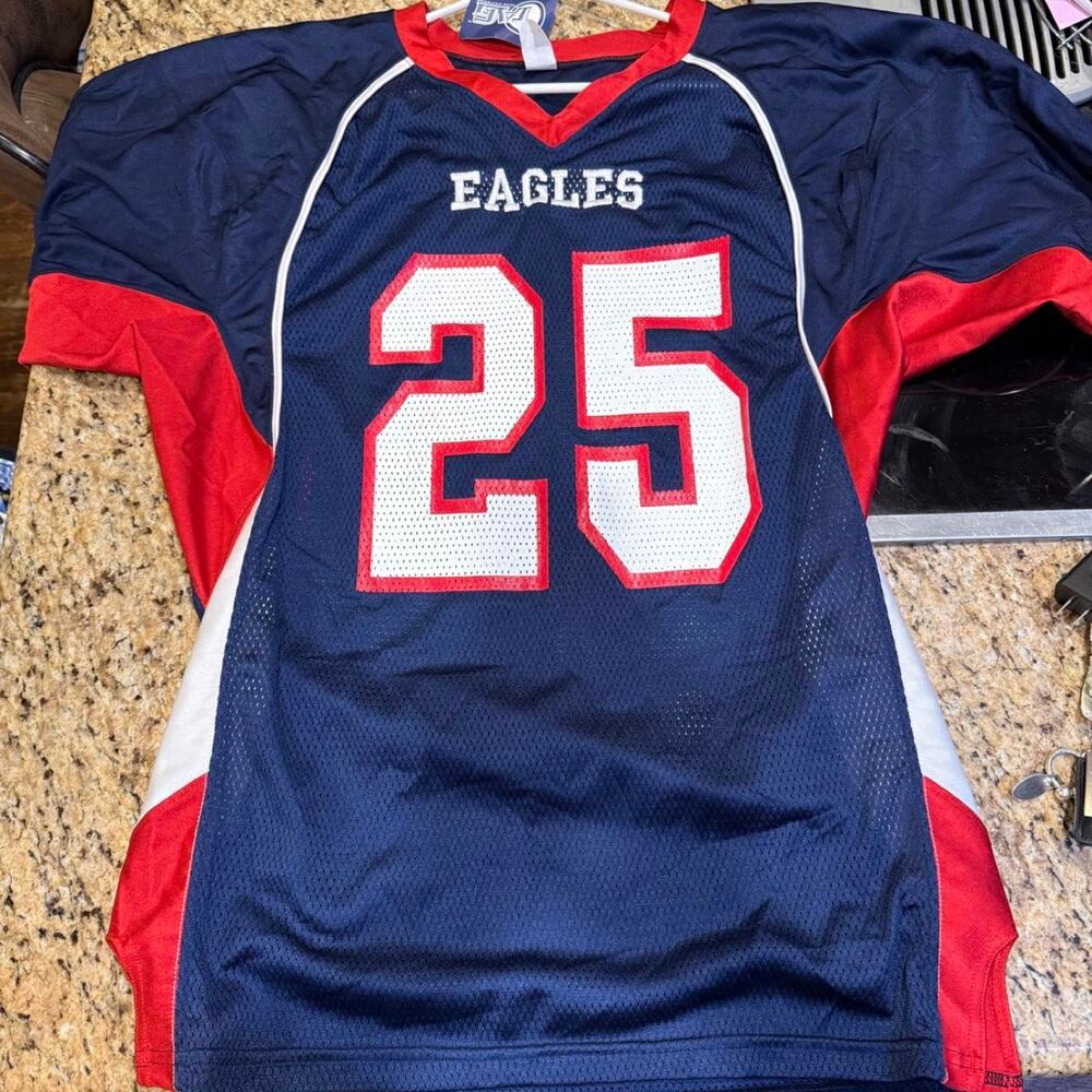Navy blue red and white